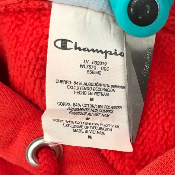 Champion Reverse Weave Polka Dot Spell Out Hoodie Orange Red Sweatshirt - Picture 6 of 7